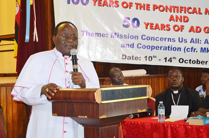  rchbishop yprian izito wanga addresses the ontifical ission ocieties issionary ongress at ope aul  emorial otel 