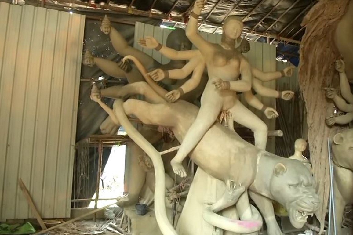 Hyderabad's skilled artisans work tirelessly to create stunning eco-friendly Durga idols