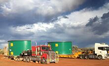 Arrival of the two halves of the 8.5m diameter, 3.5m long SAG mill to the Mt Morgans site