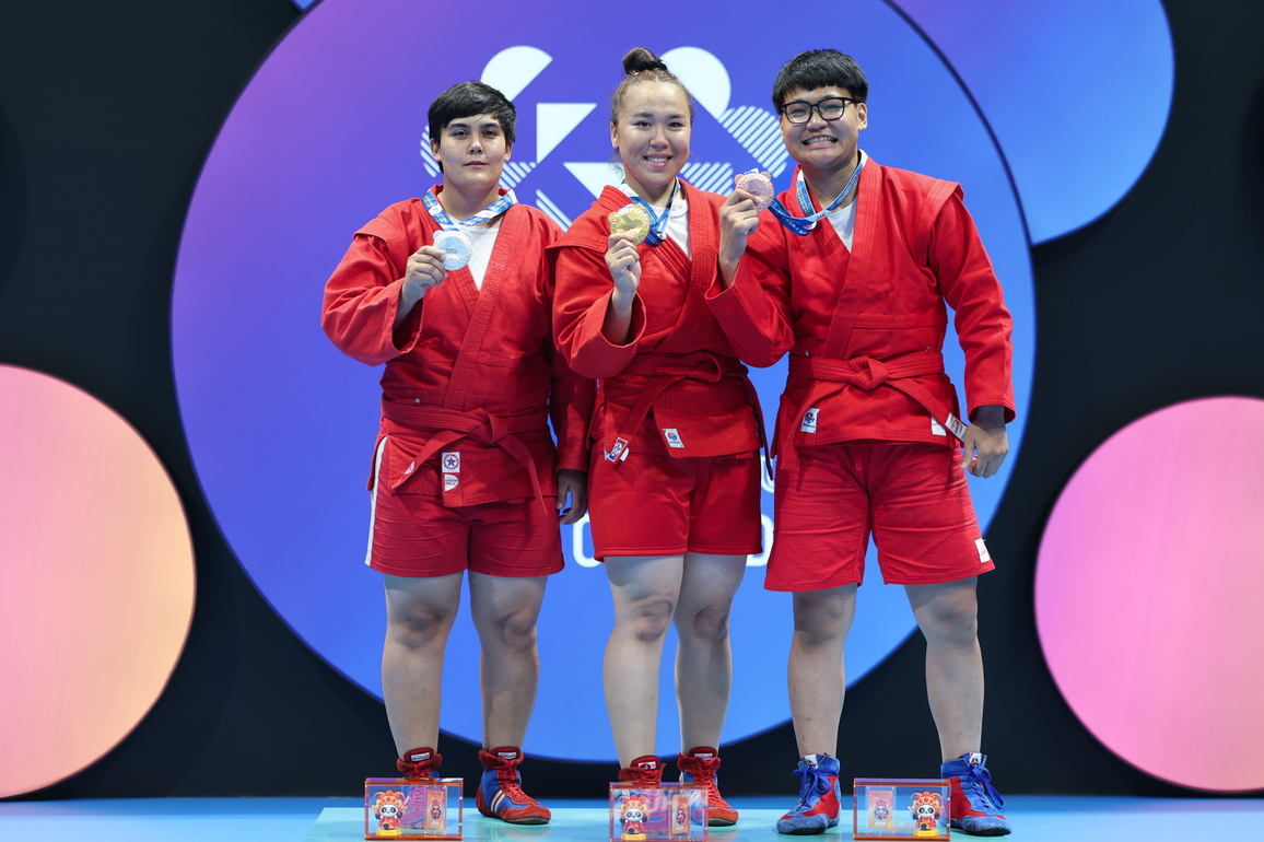 (SP)CHINA-CHENGDU-THE WORLD GAMES 2025-SAMBO-WOMEN'S COMBAT -80KG-AWARDING CEREMONY (CN)