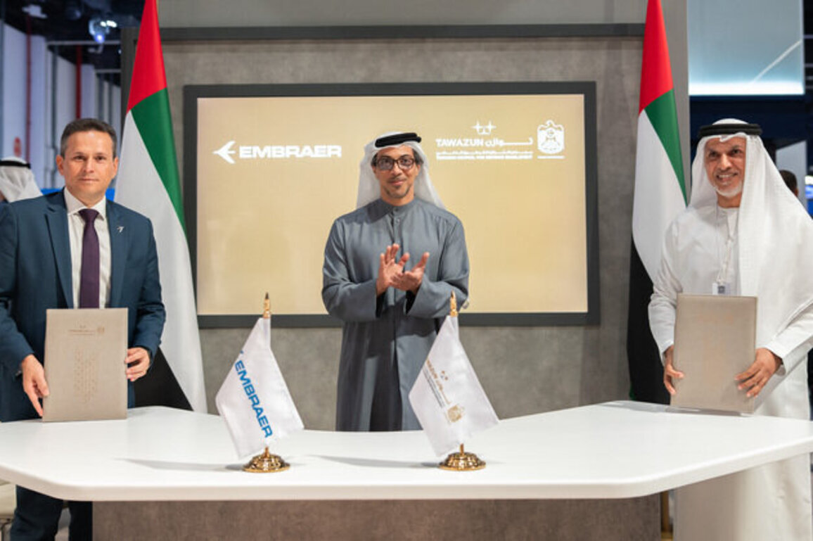 Mansour bin Zayed witnesses signing of contract to purchase C-390 Millennium aircraft for UAE Air Force