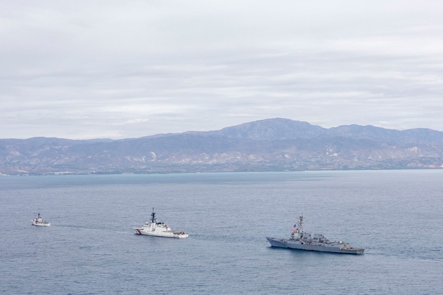 Two injured in collision between US warship, supply vessel in Carribean