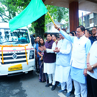 Uttarakhand CM Pushkar Singh Dhami flagged of 20 new AC UTC tempo traveller