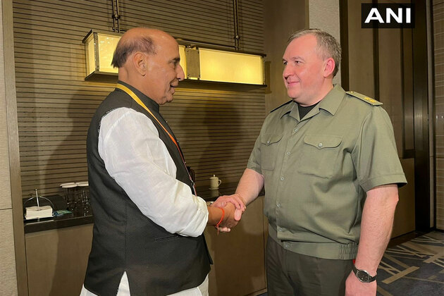Rajnath Singh meets Belarusian counterpart on sidelines of SCO summit in Qingdao, China