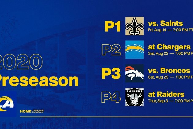 Preseason schedule finalized: Rams to open SoFi Stadium vs. Saints