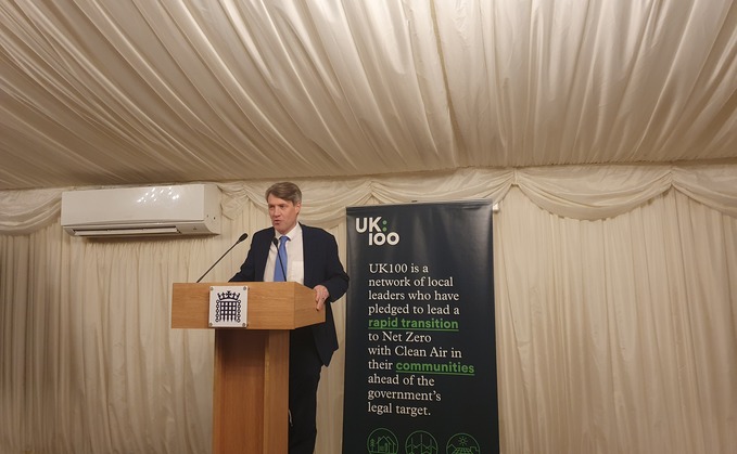 Skidmore speaks at  UK100 Parliamentary Reception on 22 March | Credit: Cecilia Keating