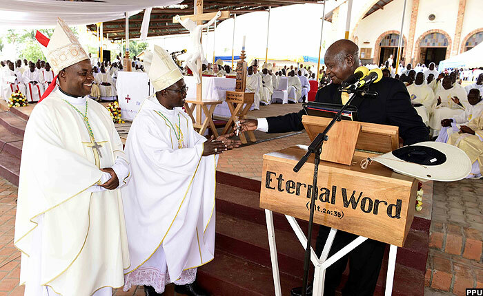  nd here the president hands the new oima diocese bishop keys to his new car