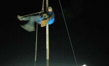  The Hunter Valley protestor stood atop a 9m pole.