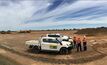 Adani and contractor personnel overseeing the earthworks of the Temporary Rail Camp hardstand including sediment basin.