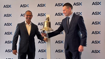 BMC chair Steven Michael and MD Michael McClelland ringing the ASX bell