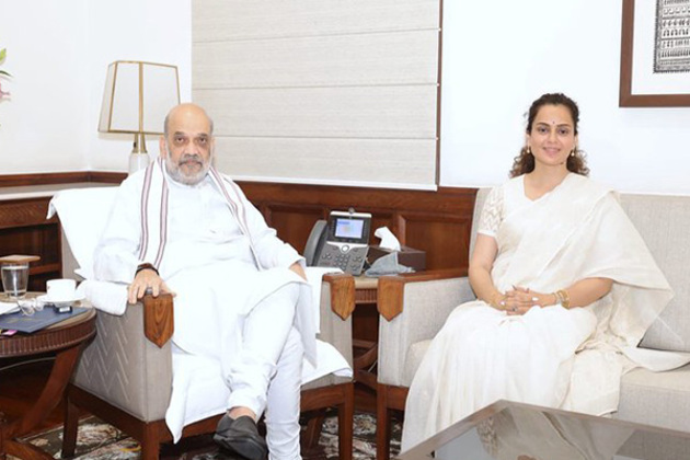 BJP MP Kangana Ranaut meets Amit Shah, shares details about recent severe rains, floods in Himachal Pradesh