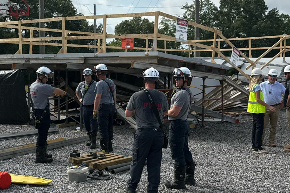 Construction safety takes center stage in simulated collapse exercise at University of Alabama