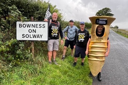 Golden screw costume helps drive prostate cancer awareness across the UK.