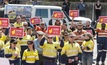 Workers rallying in Kalgoorlie against the proposed gold royalty rate hike.