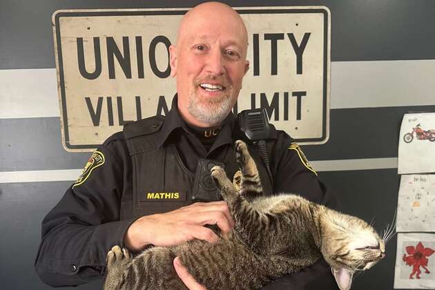 Local celebrity- Union City Police cats comfort residents after deadly tornado