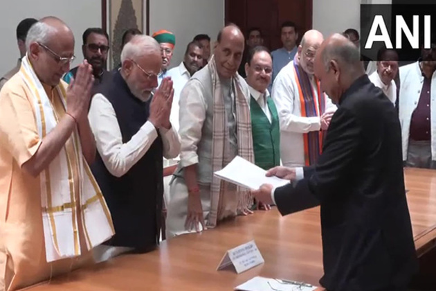 NDA's VP candidate CP Radhakrishnan files nomination papers in presence of PM Modi