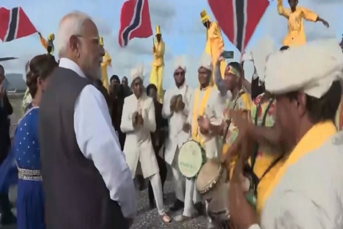 PM Modi receives ceremonial welcome in Trinidad and Tobago, interacts with diaspora