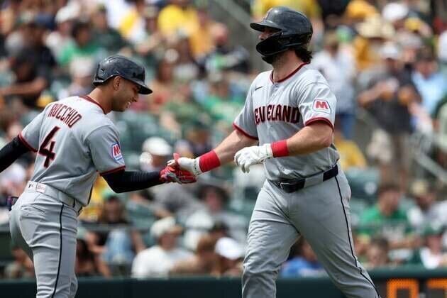 Guardians hit three HRs, pile up 14 runs to beat Athletics