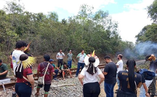 Indígenas bloqueiam trecho da EFVM
