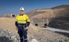 John Welborn in front of twin decline of the Syama Underground mine