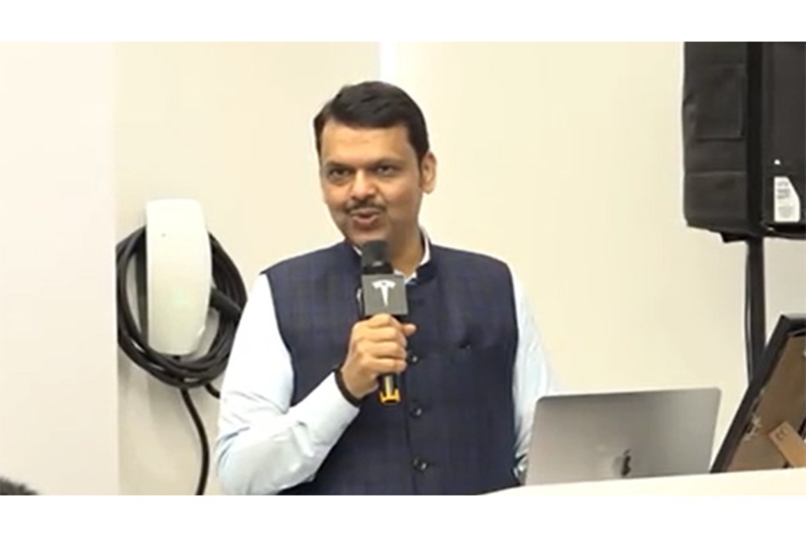 "Tesla has arrived in the right city and right state" says Maharastra CM at Mumbai showroom opening
