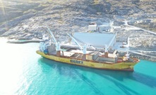  Hudson Resources’ first bulk ship the Happy Dragon being loaded at White Mountain in Greenland