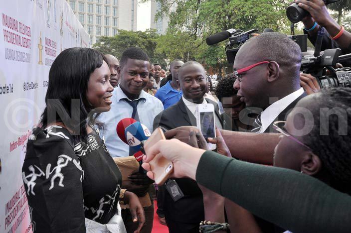  residential candidate aureen yalya talks to journalists upon arrival for the historical debate hoto by odfrey imono