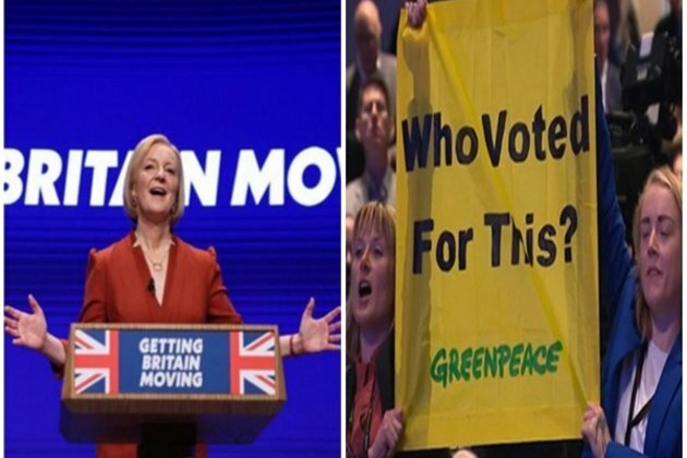 Liz Truss's speech disrupted by environment activists