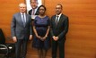 WDC acting president Stephane Fischler and executive director Marie-Chantal Kaninda with Angola's minister of mineral resources and petroleum Diamantino Azevedo 