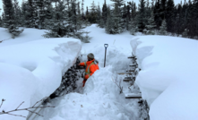  Checking out previous drilled core at Auclair, Canada