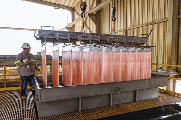 Copper cathodes from Johnson Camp, Arizona