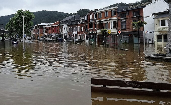 The Belgian village of Tilff flooded on 16 July, 2021 | Credit: Régine Fabri, Wikimedia Commons