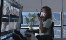 Ana Carolina Pacheco monitors the Ilha Gualba Terminal stockyard.