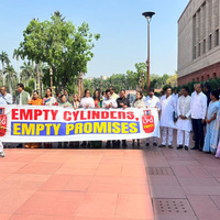 Opposition MPs hold protest in Parliament premises over LPG supply issue