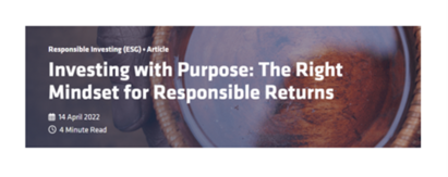 Generating responsible returns through purposeful investments 