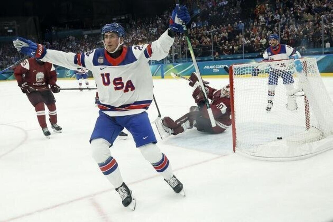 Brock Nelson, US drill Latvia 5-1 in men's hockey opener in Milan