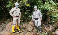  SolGold CEO Darryl Cuzzubbo (left) and head of exploration Jason Ward overlooking the Alpala discovery outcrop at Cascabel