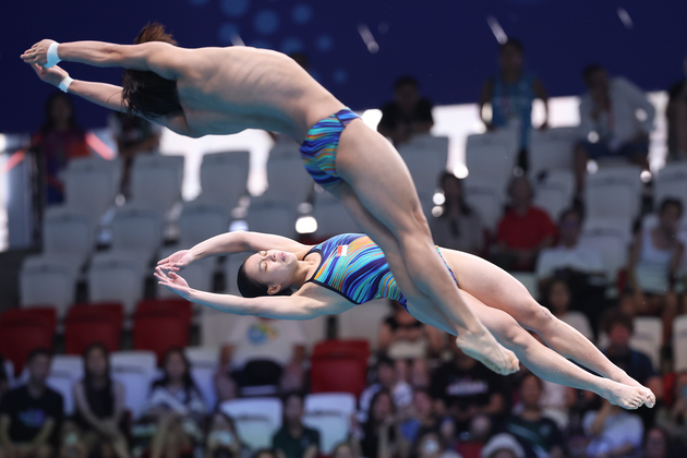(SP)SINGAPORE-WORLD AQUATICS CHAMPIONSHIPS-DIVING-MIXED 3M SYNCHRONISED