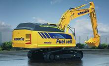 The new excavator also has a hydrogen tank. Photo: Komatsu 