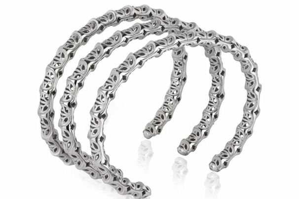 Platinum cuff named after the Cuff of White Brightness belonging to the brave Prince of the Dawnin the story of the Lost Jewels of Caledonia