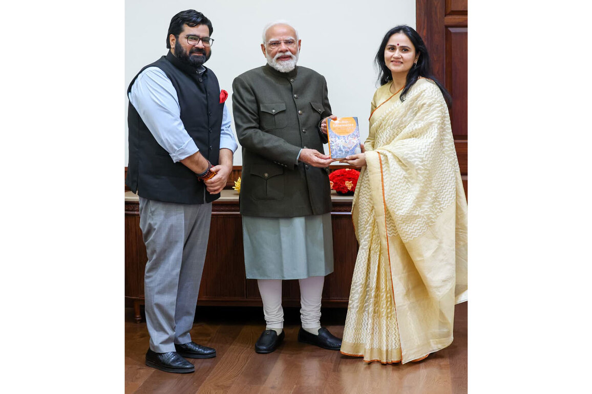 Rajya Sabha MP Kartikeya Sharma pays courtesy call on PM Modi at Parliament House