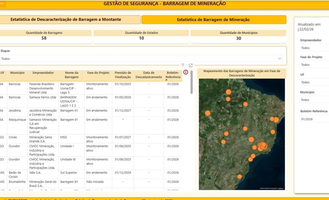 Plataforma do governo promete dados atualizados sobre mineração