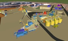 A schematic of the 1.5Mtpa processing plant design overlaid on the existing site layout.