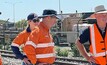 Aurizon CEO Andrew Harding, Aurizon Port Services manager Jackie Gregory, Aurizon bulk executive Clay McDonald and Queensland resources minister Scott Stewart at the Port of Townsville.