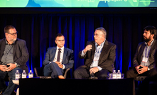 Left to right: Vale’s Anthony Downs, Ash Agarwal CEO of Symboticware, Nokia’s head of energy for North America Kenneth Rabedeau, Micromine’s Erich Guevara   