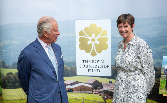 King Charles alongside Heather Hancock, chair of trustees at the Royal Countryside Fund, to reveal the new name of the King's farming charity