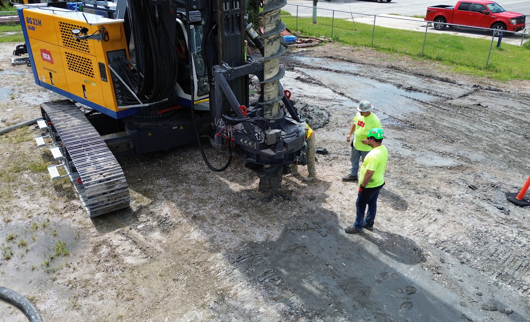 Jason Church, one of the trainers at ECA, works with operators to teach continuous flight auger drilling