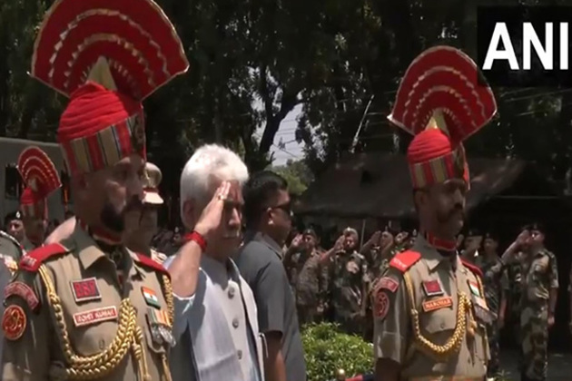 J-K LG Manoj Sinha pays tribute to BSF Constable Deepak Chingakham during wreath laying ceremony