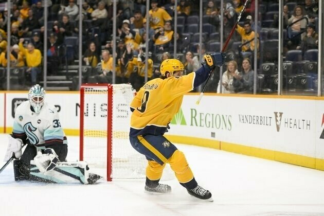 Filip Forsberg scores twice as Preds top Kraken
