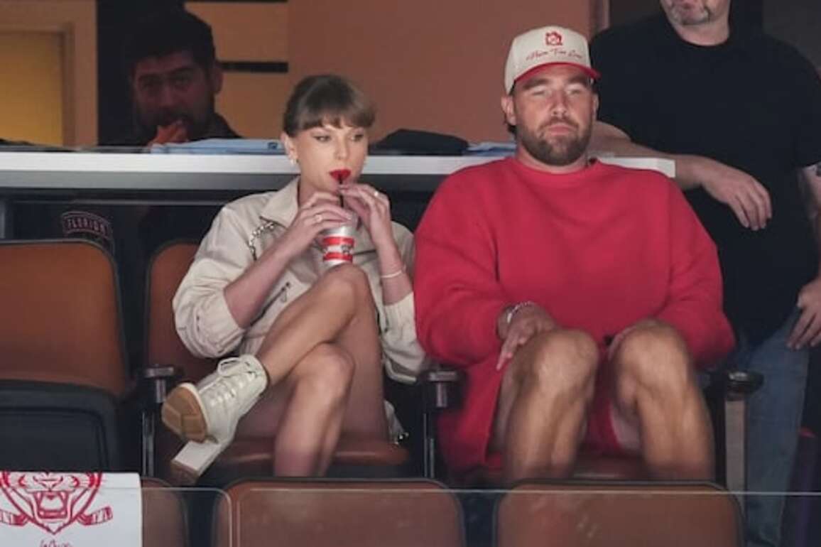 Taylor Swift and Travis Kelce attend Game 4 of Stanley Cup final between Oilers and Panthers